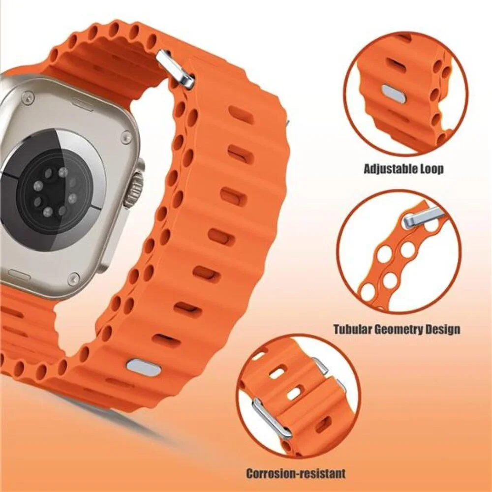 Sport Soft Silicone Compatible with Apple Watch Ocean Band Wristband Ultra 9 8 7